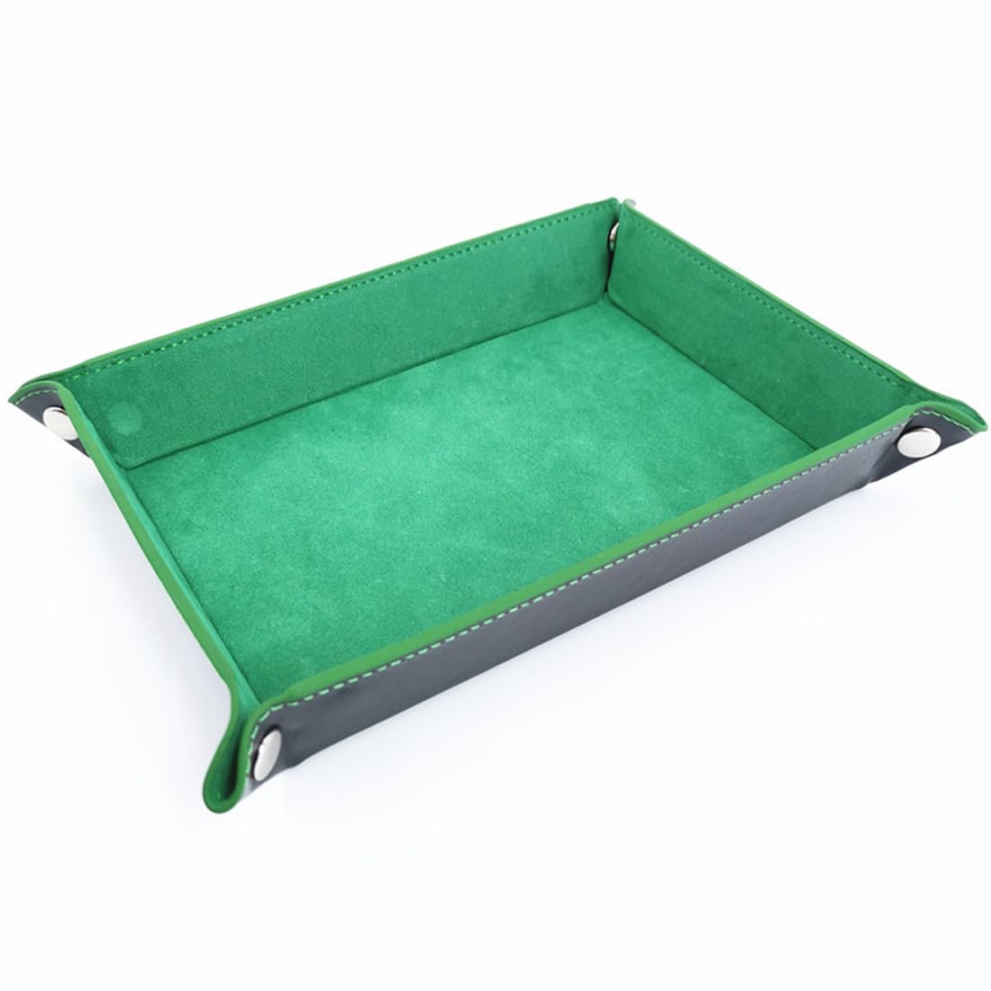 1 Pcs Klappbares Würfeltablett Rechteckig PU Leder, Samt Würfelbrett für Dungeons & Dragons RPG Würfelspiel D&D und andere Tabletop Spiele (Grün)