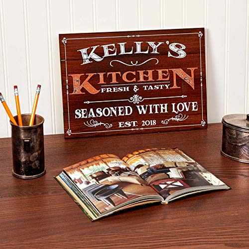 Artblox Personalized Wooden Kitchen Wall Decor | Farmhouse Kitchen Decor | Last Name Signs for Home | Family Sign | Housewarming Gifts | Wedding Gift - (13x9) - Brown