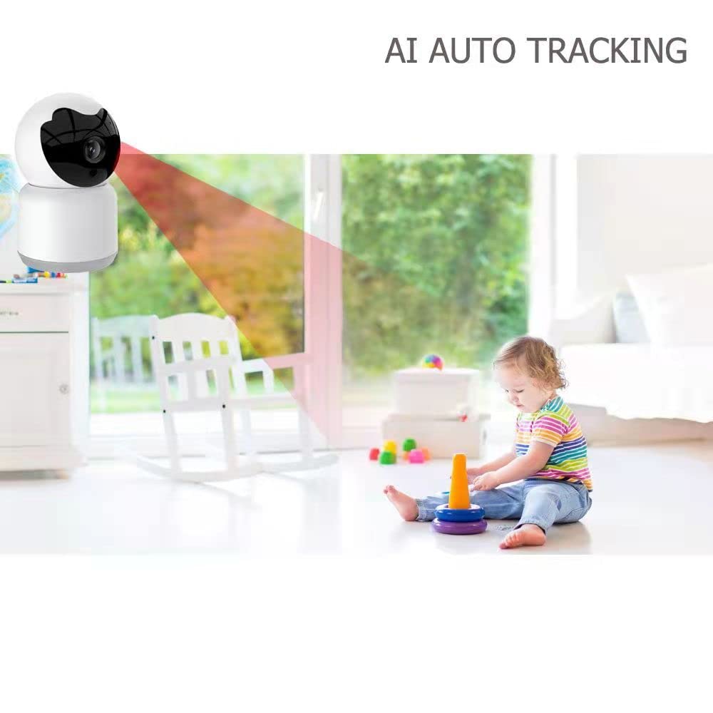 Home Security Camera, Tuya 3MP Indoor Pan-Tilt Smart Camera for Baby & Pet with Motion Tracking, 2-Way Audio, IR Night Vision, Siren, Compatible with Alexa & Google Home, 2.4GHz WiFi