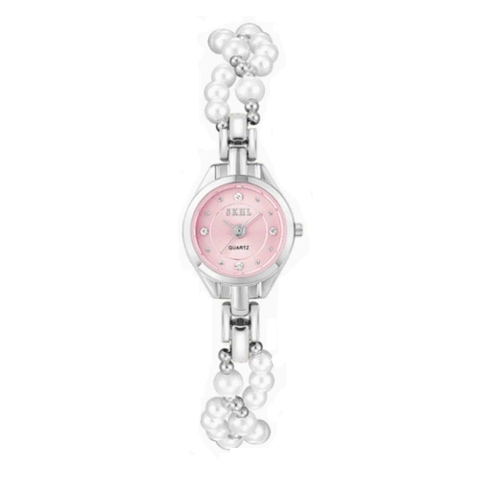 Orologio da donna piccolo rotondo con strass Orologio da polso | Orologio da polso al quarzo con bracciale a maglie Marker, delicato orologio da polso da donna ultra sottile