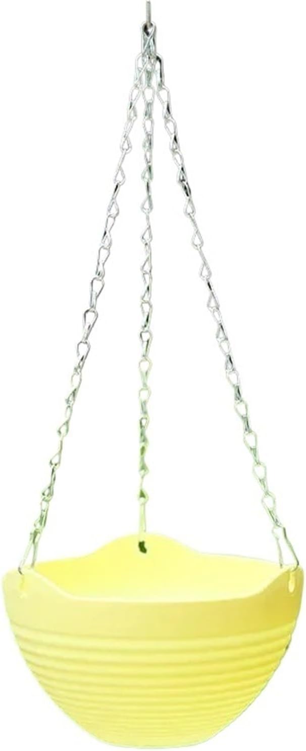 2 Pcs Garden Supplies Plastic Thickened Resin Flower Pot Hanging Type Plant Chain Basket Planter Holder Accessories for Planters(Yellow)