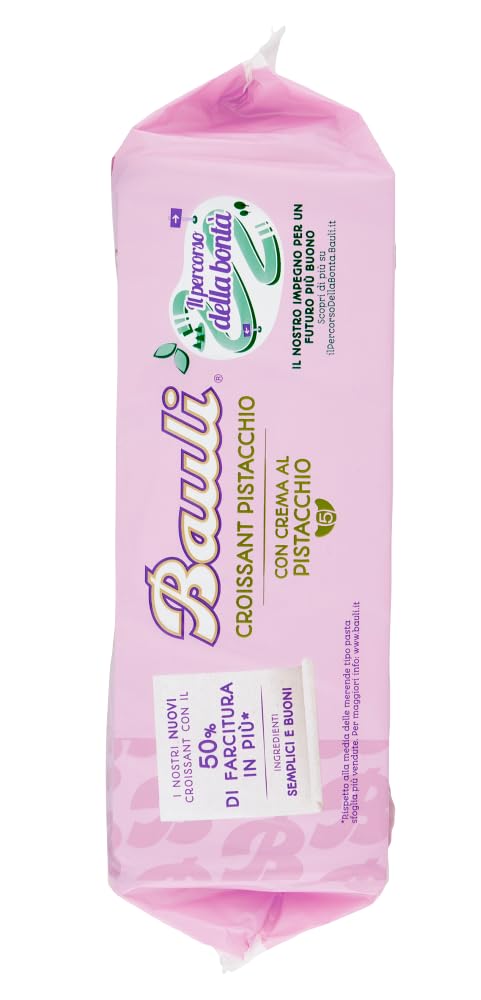 8X Bauli Croissant Pistacchio Cornetti con Crema al Pistacchio con Extra Farcitura 5 Monoporzioni 250g [CAIYA® BOX da 8 Confezioni]