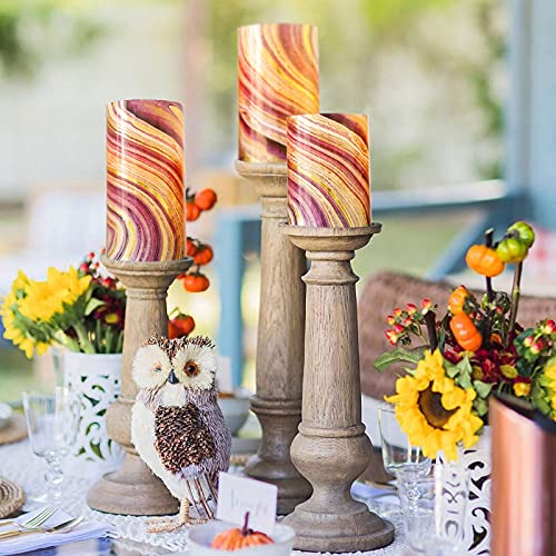 Flameless Candles For Fall Harvest Decor,Immeiscent Marble Style Candle,D3"Xh4"5"6" Flickering Candle With Remote&Timer,Battery Operated For Home,Holiday Party,Wedding,Christmas(Set Of 3)(Purple-Gold) #TOP1