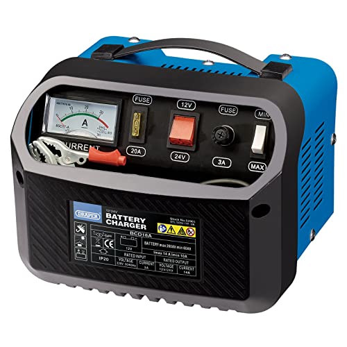 Draper 52965 12/24V Battery Charger, 10-14A, Blue and Black