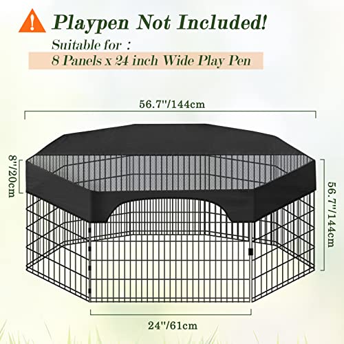 8 Panels 24 Inch Dog Playpen Cover, Vickes Mesh Ventilate Pet Playpen Top Cover For Indoor And Outdoor Use, Escape-Proof And Sunshade Shield Protector (Cover Only, Playpen Not Included) #TOP1