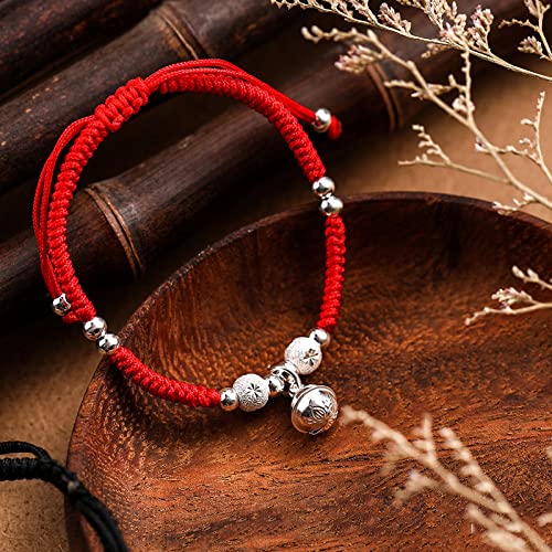 Protection Bracelet for Women and Men Real 925 Sterling Silver Lucky Bell Amulet Red Rope Bracelet Handmade String Adjustable Jewelry Gift3
