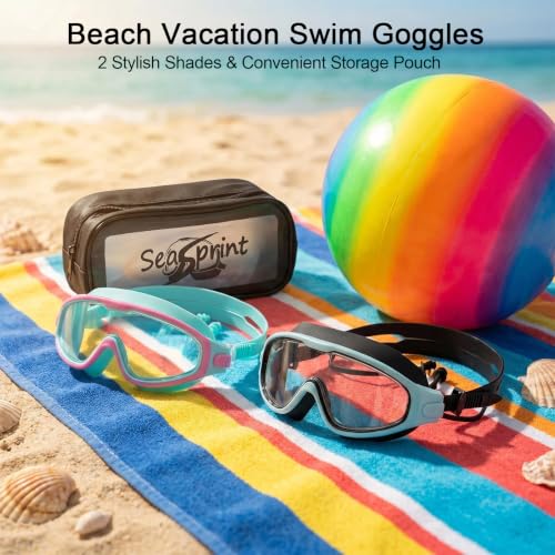 Image of Swim Goggles for Kids 6-12, Wide View Anti-Fog UV Protection No Leaking,Boys Girls Youth Swimming Goggles