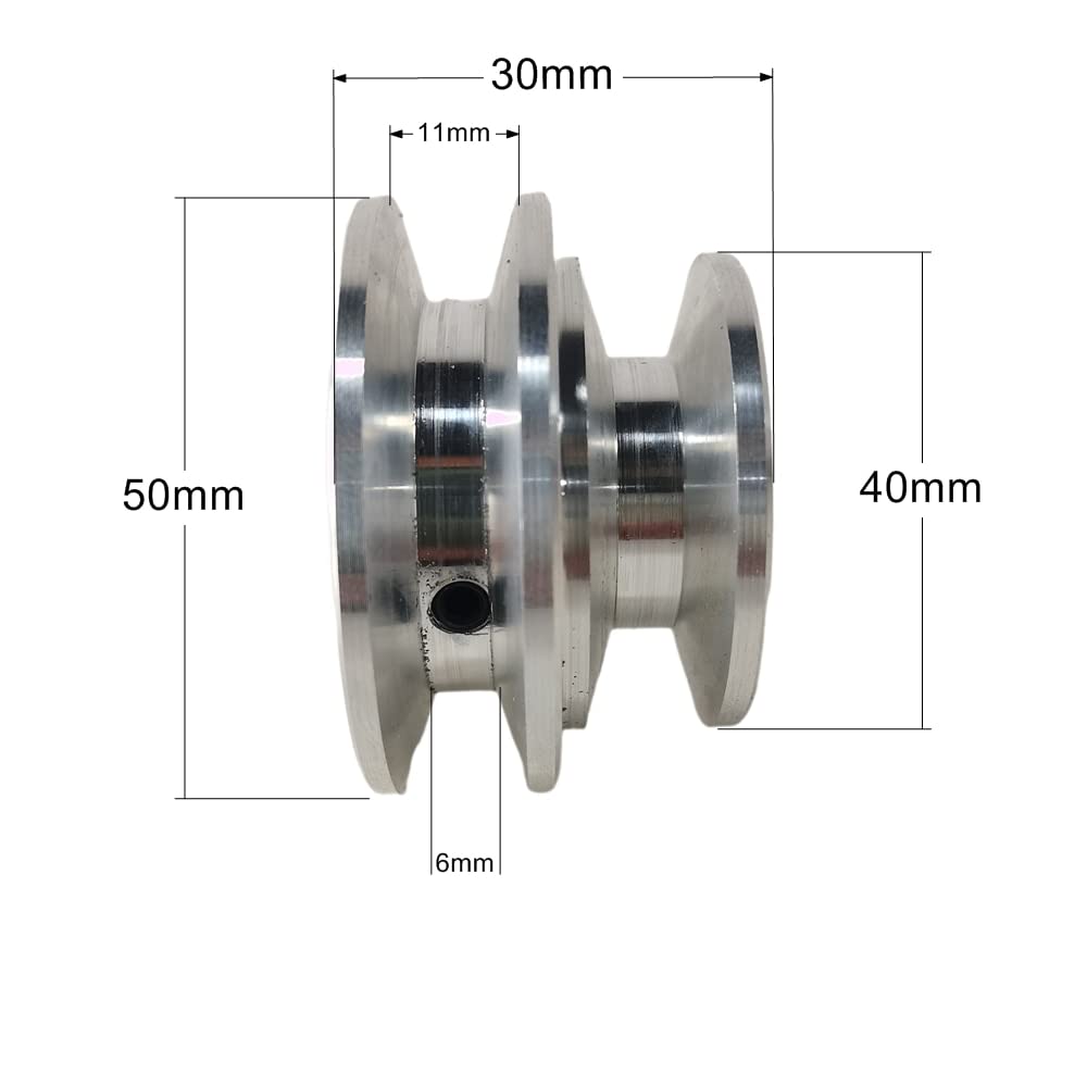 Poulie à courroie trapézoïdale à double rainure en aluminium – Diamètre extérieur 40/50 mm, alésage fixe 8-20 mm for courroies de type A/O, accessoire d'entraînement moteur(14mm)