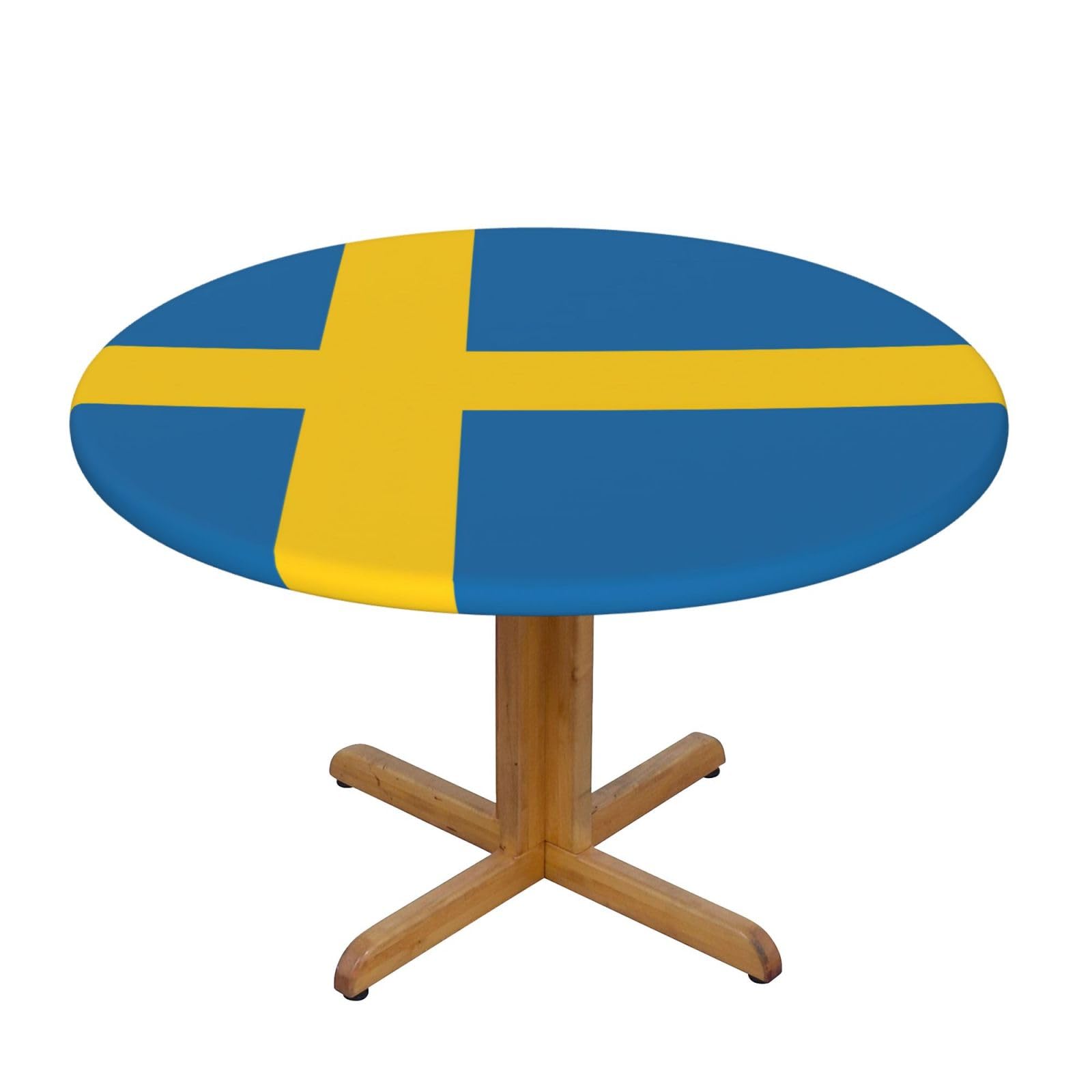 Swedish Flag Print Oxford Wipeable Tablecloth Oil-Resistant Outdoor Table Cover Reusable Birthday Table Protector