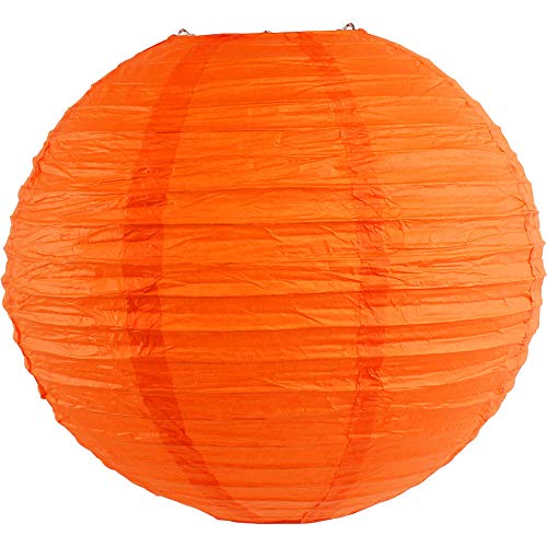 Just Artifacts 22-Inch Red Orange Round Chinese Japanese Paper Lantern (1pc, Red Orange)