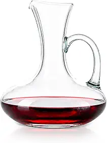 Decanter de Vinho em Vidro, 1500ml, Base Larga, Estilo Luxo, com Alça, 23cm x 22cm