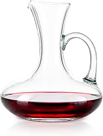 Decanter de Vinho em Vidro, 1500ml, Base Larga, Estilo Luxo, com Alça, 23cm x 22cm