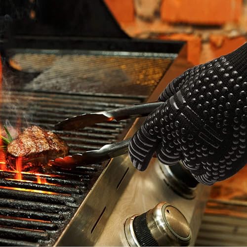 Hitzebeständige Kochhandschuhe, rutschfest, wendbar, Polyester-Baumwollfutter, Ofenhandschuh, ideal zum Grillen, hitzebeständige Kochhandschuhe, wendbar, Grillhandschuhe, rutschfest – Bild 4