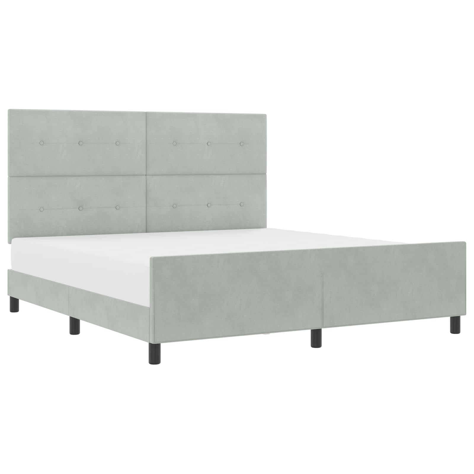 Bettgestell Hellgrau 180x200 cm, Modernes Samt upholstered Doppelbett, bedframe mit headboard und Platform für Bedroom