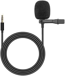 Lavalier Microphone, Lapel Phone Clip-On Recording Pc Mobile DSLR Wireless Android Condenser Stereo Clip Portable, Compatible with Podcast, PC, Laptop, Mobiles, YouTube Interview (5 FT)