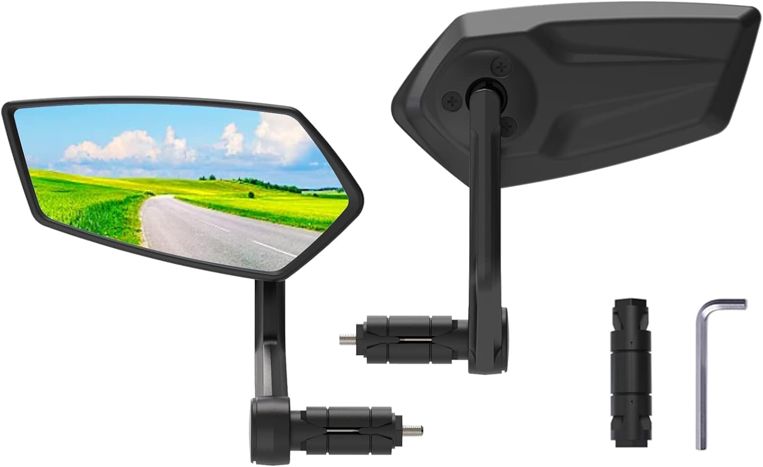 RBRL Rotatable HD Safety Convex Bar End Bike Mirror, Scratch Resistant Wide Angle Bicycle Mirror, Shatterproof Side Mirrors for Electric Bikes Universal (Pair)