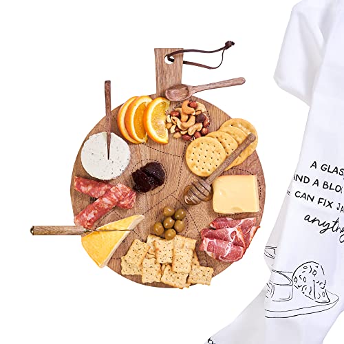 Mud Pie Charcuterie Gift Set | Includes Detailed Charcuterie Board, Serving Tools And Hand Towel #TOP6