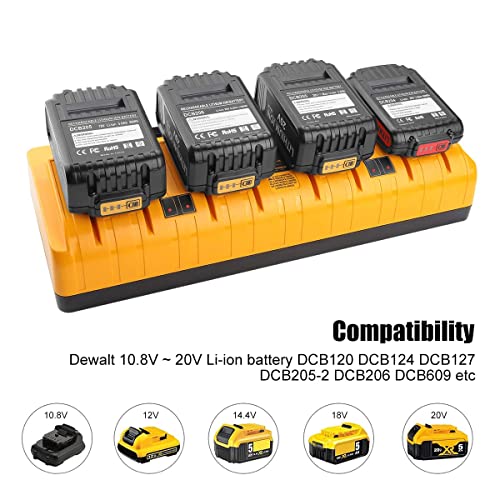 Energup Dcb104 Replacement Charger For Dewalt 12V/Dewalt 20V Max 4-Port Li-Ion Fast Charger Dcb102 Dcb102Bp Dcb104 Dcb118 Dcb115 Dcb107 Dcb205-2 Dcb204 Dcb127 Dcb609 Dewalt 20V Lithium Battery #TOP1