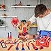 Kids Tool Set, MAGIC4U 49PCS Toddler Tool Set with Electronic Toy Drill,Tape Measure 12 Tool Equipment,Pretend Play Construction Costume with Safety Vest Hat,Toy Tool Box for Kids Boy Girl Age 3-8