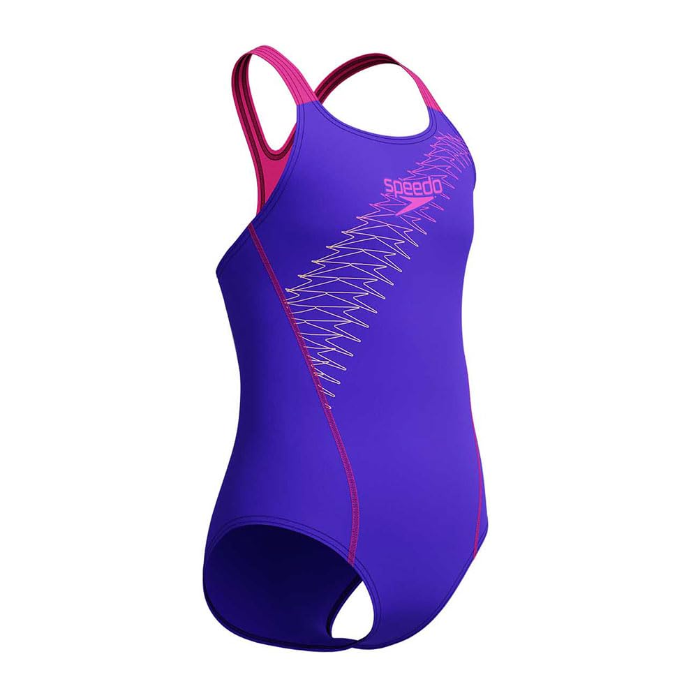 Speedo Mädchen Medley Logo Medalist Badeanzug Badeanzug Blau Lila