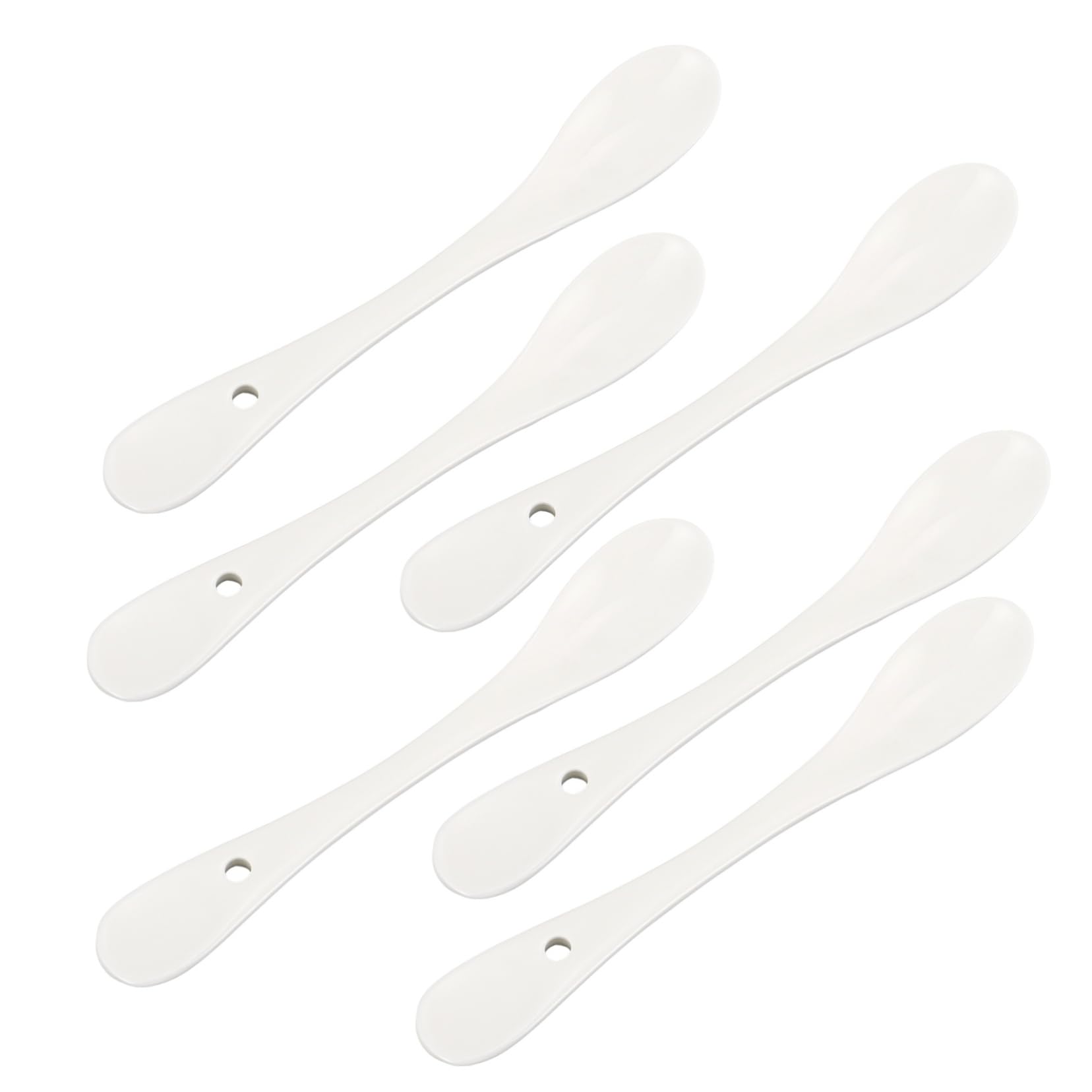 Lot De 6 Cuillères De Service En Céramique - Blanches, Simples - Pour Cuisine Et Table - 23 Cm