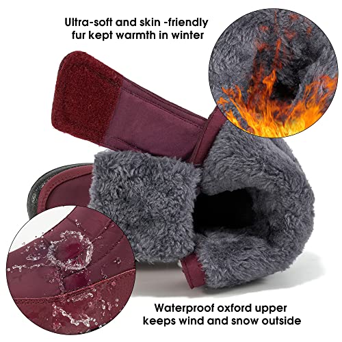 HARENCE Girls Boys Snow Boots: Comfortable Warm Fur Lined Toddler Winter Boot Hook Loop Outdoor Waterproof Slip on Boots for Kids3