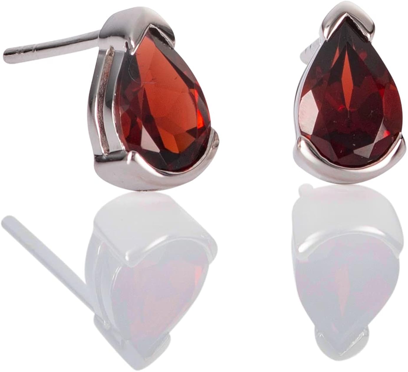 Namana 925 Sterling Silver Earrings for Women with Garnet Gemstones Natural Gemstone Earrings for Women 925 Sterling Silver Stud Earrings for Women with Pear-Shaped Garnet
