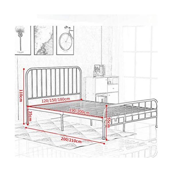 IRON Small Size Metal Bed Frame, Modern And Simple Princess Style Double Single Bed, Stylish Design And Non-slip Foot Pads, Load Capacity Up To 500 Kg - Image 5