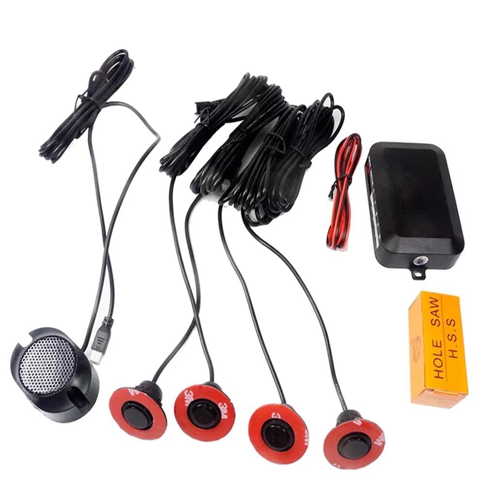 Kit 4 sensori di parcheggio per auto universali posteriori sistema radar in retromarcia allarme sonoro di distanza Nero