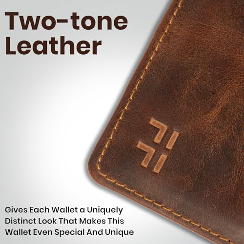 Image of Hand Stitched Genuine Top Grain Long Leather Wallet for men | RFID Blocking Bifold Tall Mens Wallet | 1 ID Window | Total 10 Slots | Perfect leather gifts for men - TAN