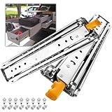 1 Pair 500lbs Heavy Duty Locking Drawer Slides with Screws 10in 20in 36in 54in 60in 72in 76in 80in 3-Fold Full Extension Ball Bearing for Tool Box Goods Shelf Industrial Drawers(22in)