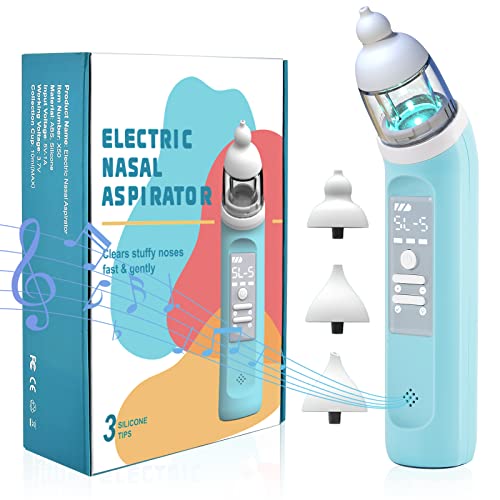 Image of NZBOMU Baby Nasal Aspirator, Nasal Aspirator for Baby, Baby Nose Sucker, Electric Nose Suction for Baby with 3 Silicone Tips- Rechargeable, 5 Levels of Suction & Music & Light