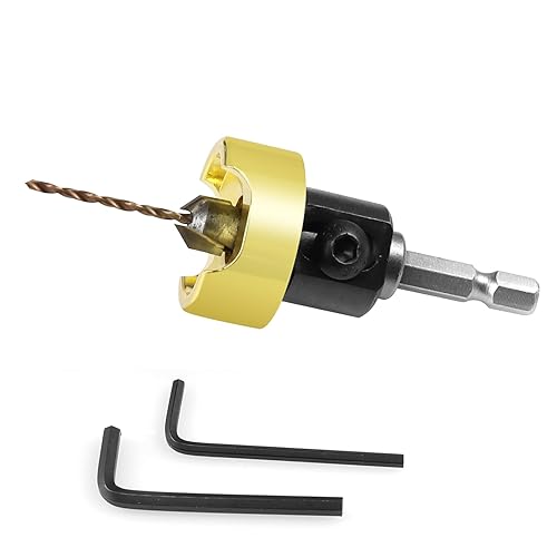 55226 Broca avellanadora con tope de profundidad ajustable, punta de carburo de 82 grados con taladro de 38 de profundidad x 564 de profundidad x