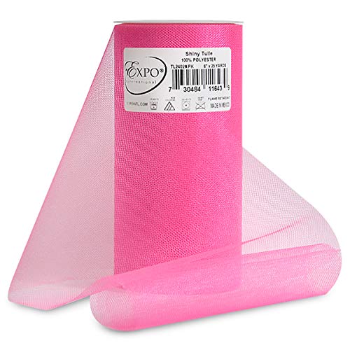Expo International Shiny 6-Inch Tulle Spool, 25-Yard, Neon Pink
