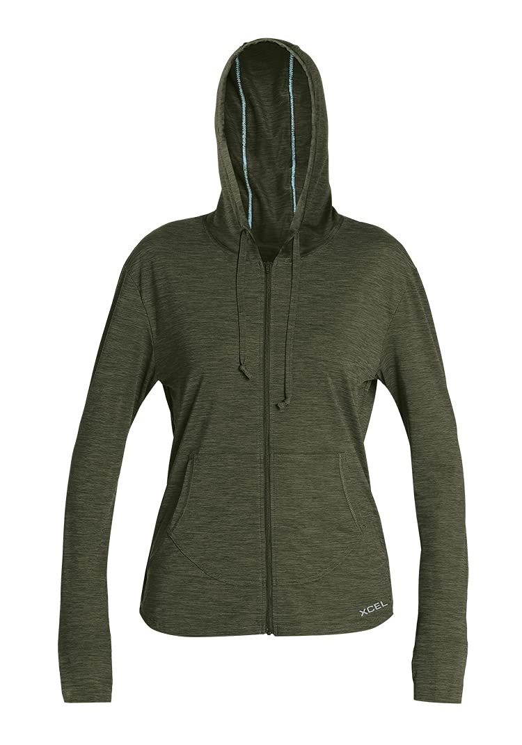 XCEL Womens Heathered Ventx Long Sleeve Front Zip Hoodie Rashguard