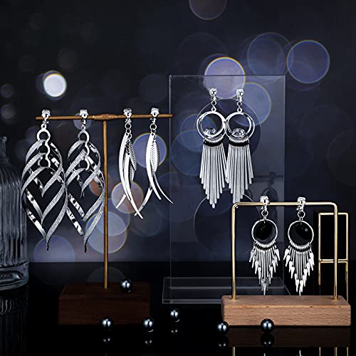 12 Pairs Clip On Drop Dangle Earrings Set Bohemian Tassel Pendant Clip Earrings Plated Ear Clips Non-Piercing Pendant Earrings For Women (Silver) #TOP1