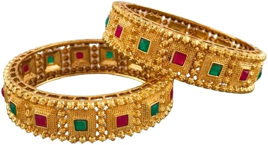 THE OPAL FACTORYGold Plated Exclusive Bangles for Women & Girls in Metal,Stone with 1 Pair of Bangles.