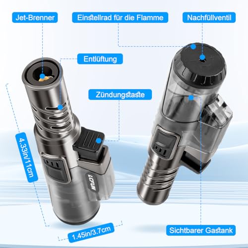 Mechero de tormenta de llama chorro, 2 piezas recargables para camping y exterior 3