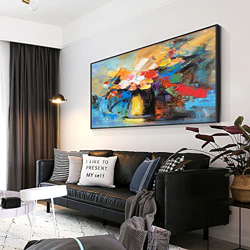 Peinture huile abstraite verte salon | Déco murale géante 100x200