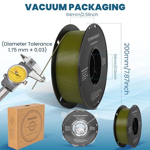 Image of TINMORRY PETG Filament 1.75, Rapid PETG-Eco 3D Printer Filament, Compatible with Most FDM 3D Printers, 1 KG 1 Spool, Olive Green