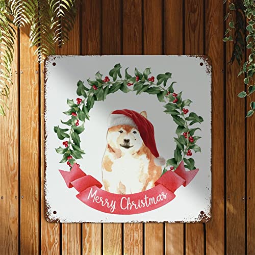 Panneau en métal de Noël caniche déco murale 38x38 cm - 3