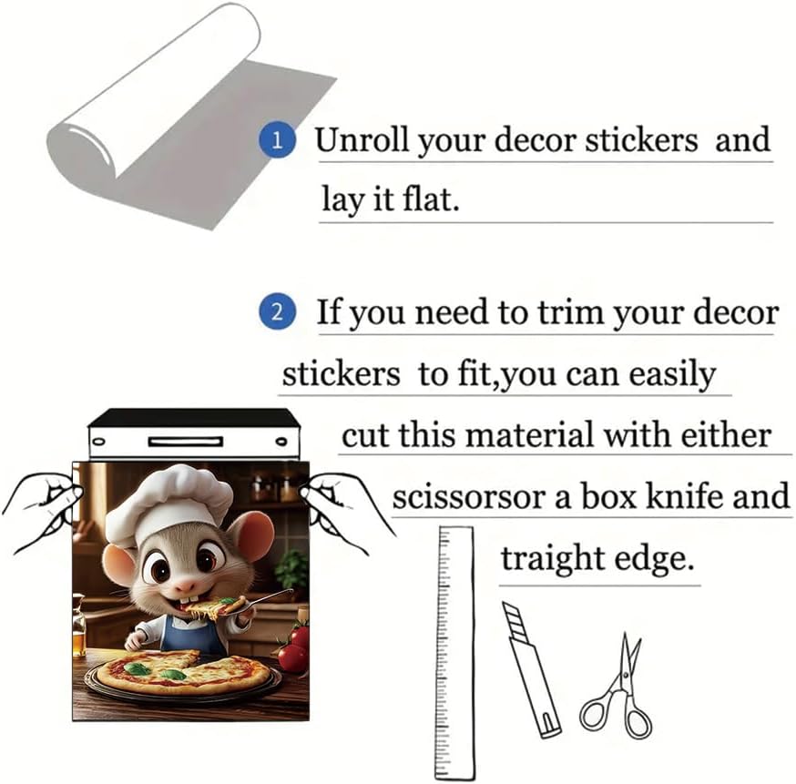 2D Flat Cute Chef Mouse Pizza Dishwasher Magnetic Cover Strong Universal Panel Deca23x26 Inch Cartoon Kitchen Appliance Magnet for Dishwasher Fridge Home Office Decor image 5