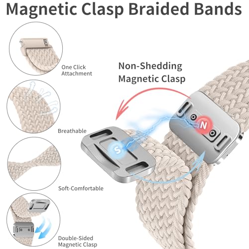 Nylon Geflochtenes Uhrenarmband 22mm mit Magnet Verschluss, Armband 22mm Elastisches Band für Galaxy Watch 3 45mm/46mm/Gear S3 Classic/Amazfit Balance/gtr 3/4/2/bip 5/Huawei Gt 5/4/3/2 46mm – Bild 3