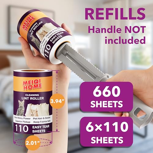 Extra Sticky Lint Roller Refills Only, 660 Easy-Tear Sheets for 3.9"-4" Lint Rollers with 1.5" Inner Diameter - Superior Cleanliness for Clothes - Thumbnail 5