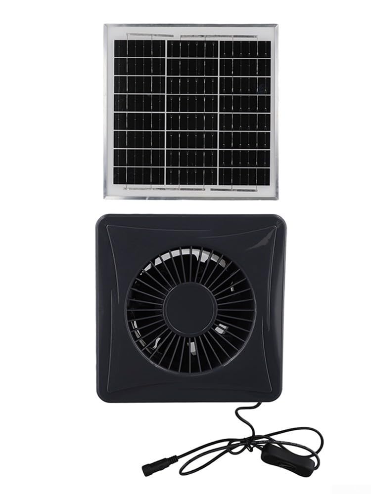 Oniissy Ventilateur de ventilation à énergie solaire 12 V avec panneau solaire, extracteur d'air haute vitesse pour installation murale ou châssis, design économe en énergie, moteur en cuivre pur