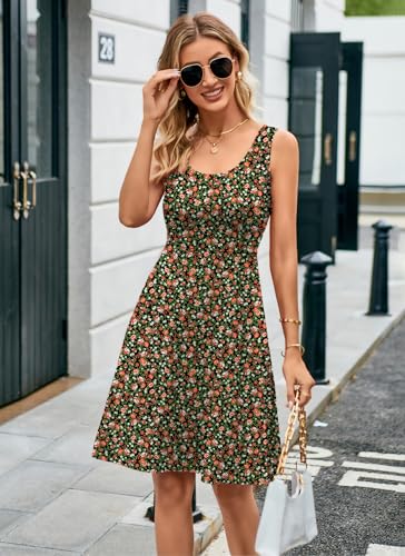 Image of Herou Summer Beach Dresses for Women A Line Sleeveless Tank Dress | Casual,Scoop Neck,Soft,Knee Length,Breathable