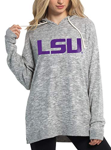 chicka-d NCAA LSU Tigers Womens Cozy Fleece Tunic, Heather Grey, Medium