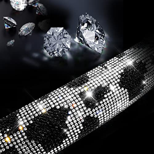 Image of CAR PASS Bling Cow Print Diamond Steering Wheel Cover, with Sparkly Crystal Glitter Rhinestones Black Leather Car Wheel Protect for Women Girl Fit Suvs,Vans,Sedans,Cars,Trucks, 14 inch 1 /2-15 inch Cow Design
