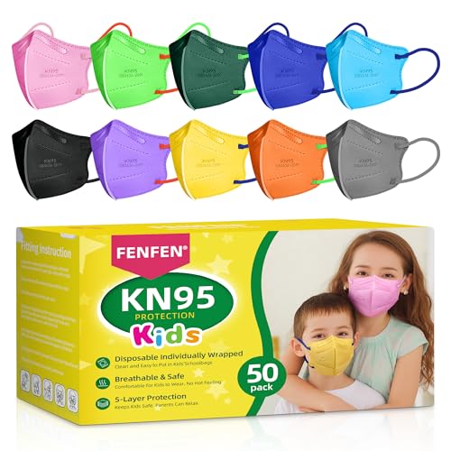 Kids KN95 Face Mask Disposable - 50 Pack KN95 Kid Masks Children Small Size Kids Breathable KN95 Mask Mascaras KN95 Para Nios