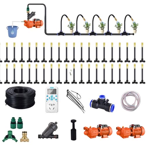 Tropfbewässerungsset, 360° Automatisches Gartensystem mit Einstellbarer Nebeldüsenstrahler, Wassersparendes Design, ideal für Gewächshäuser und Terrassen